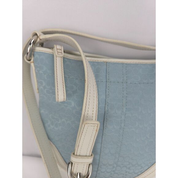 Vintage Baby Blue Coach Crossbody Bag Purse Y2K Signature Mini 'C ' Monogram - Picture 14 of 15
